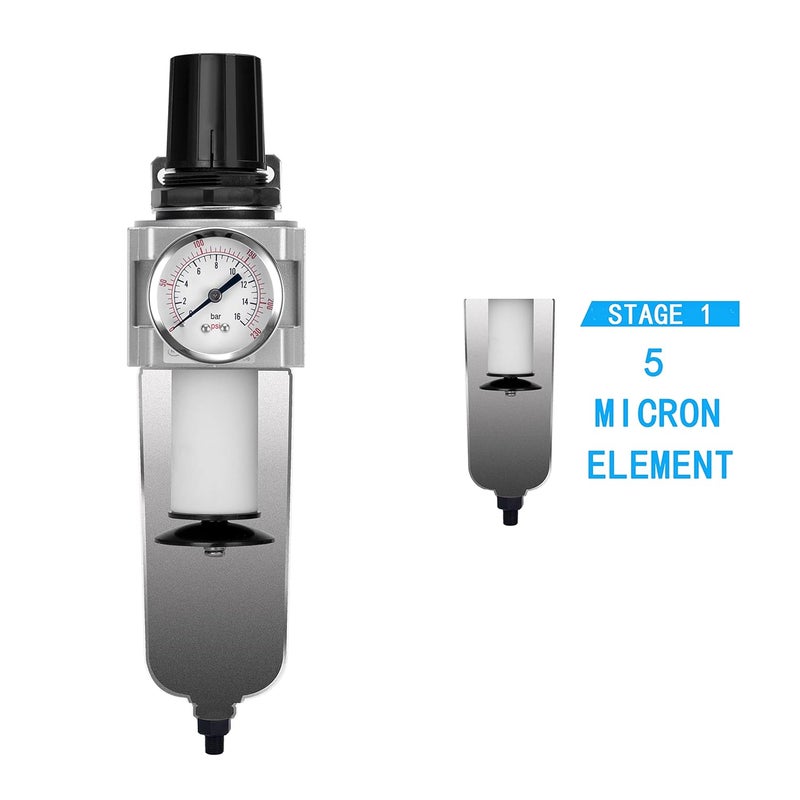 NANPU Industrial Grade Heavy Duty Particulate Filter & Air Regulator, Metal Bowl, Suitable for Paint Spray (3/4" NPT, Auto Drain) - Image 4